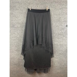 Torrid High Low Skirt Women 4X Black Excellent Tulle Floral Embroidered Velvet